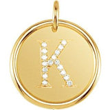 14K Yellow .08 CTW Diamond Initial K Pendant - Siddiqui Jewelers