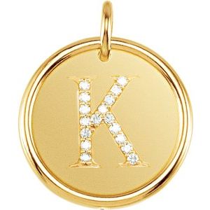14K Yellow .08 CTW Diamond Initial K Pendant - Siddiqui Jewelers