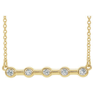 14K Yellow 1/6 CTW Diamond Bezel-Set Bar 16" 
Necklace - Siddiqui Jewelers