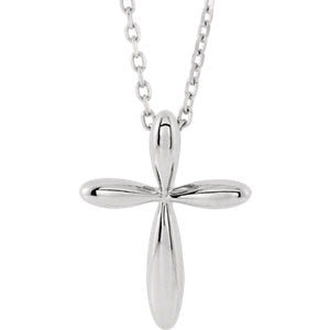 14K White 14.65x11.2 mm Cross 16-18" Necklace - Siddiqui Jewelers