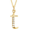 14K Yellow .025 CTW Diamond Lowercase Initial t 16" Necklace - Siddiqui Jewelers