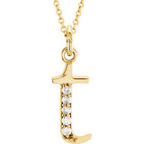 14K Yellow .025 CTW Diamond Lowercase Initial t 16" Necklace - Siddiqui Jewelers