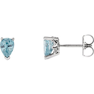 14K White Genuine Blue Zircon Earrings - Siddiqui Jewelers