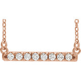 14K Rose 1/2 CTW Diamond French-Set Bar 16" Necklace - Siddiqui Jewelers