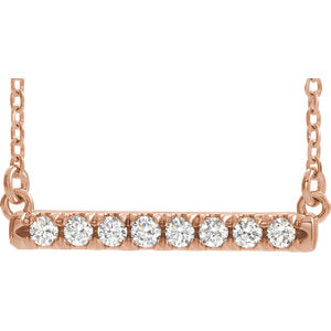 14K Rose 1/2 CTW Diamond French-Set Bar 16" Necklace - Siddiqui Jewelers