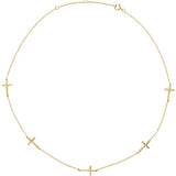 14K Yellow .08 CTW Diamond 5-Station Cross 16-18" Necklace - Siddiqui Jewelers