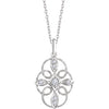 14K White  1/10 CTW Diamond Filigree 16-18" Necklace - Siddiqui Jewelers
