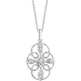 14K White  1/10 CTW Diamond Filigree 16-18" Necklace - Siddiqui Jewelers