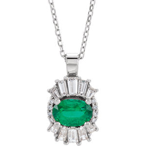 14K White Emerald & 1/3 CTW Diamond 16-18" Necklace - Siddiqui Jewelers