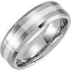Cobalt 7 mm Beveled Edge Band with Sterling Silver Inlay Size 10 - Siddiqui Jewelers