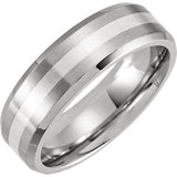 Cobalt 7 mm Beveled Edge Band with Sterling Silver Inlay Size 10 - Siddiqui Jewelers