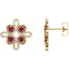 14K Yellow Chatham® Created Ruby & 1/4 CTW Diamond Earrings - Siddiqui Jewelers