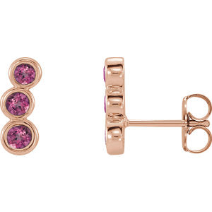 14K Rose Pink Tourmaline Ear Climbers - Siddiqui Jewelers