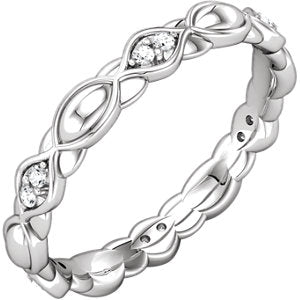 Platinum 1/8 CTW Diamond Sculptural-Inspired Eternity Band Size 7 - Siddiqui Jewelers