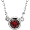 Sterling Silver 3 mm Round Imitation Garnet Bezel-Set Solitaire 16" Necklace - Siddiqui Jewelers