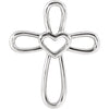 14K White Cross with Heart Pendant - Siddiqui Jewelers