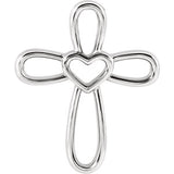 14K White Cross with Heart Pendant - Siddiqui Jewelers