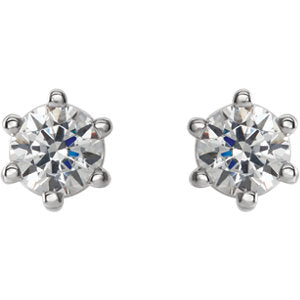 14K White 4 mm SI2-SI3 1/2 CTW Diamond 6-Prong Wire Basket Earrings - Siddiqui Jewelers