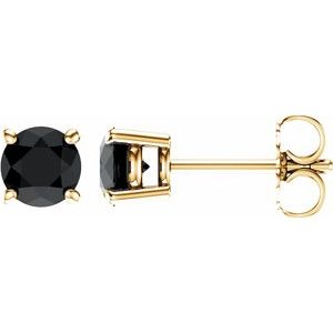 14K Yellow 5 mm Natural Black Onyx Stud Earrings Siddiqui Jewelers