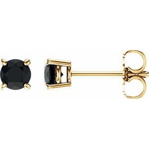 14K Yellow 4 mm Natural Black Onyx Stud Earrings Siddiqui Jewelers