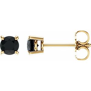 14K Yellow 4 mm Natural Black Onyx Earrings-Siddiqui Jewelers