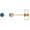 14K Yellow 2.5 mm Natural Blue Zircon Stud Earrings Siddiqui Jewelers