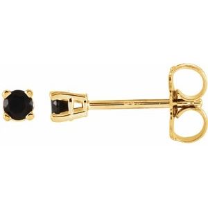14K Yellow 2.5 mm Natural Black Onyx Stud Earrings Siddiqui Jewelers