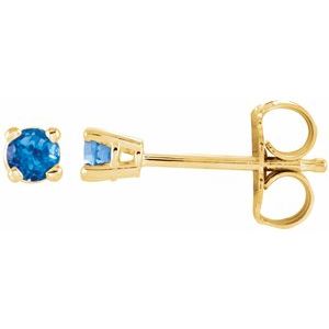 14K Yellow 2.5 mm Natural Swiss Blue Topaz Stud Earrings Siddiqui Jewelers