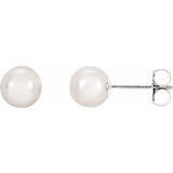14K White 6 mm White Akoya Cultured Pearl Earrings-Siddiqui Jewelers