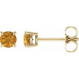 14K Yellow 4 mm Natural Citrine Stud Earrings Siddiqui Jewelers