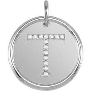 Sterling Silver .07 CTW Natural Diamond Posh Mommy¬Æ Initial T Pendant Siddiqui Jewelers