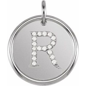 Sterling Silver .07 CTW Natural Diamond Posh Mommy¬Æ Initial R Pendant Siddiqui Jewelers