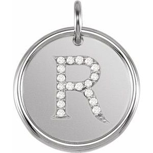 Sterling Silver 1/10 CTW Diamond Initial R 18" Necklace - Siddiqui Jewelers