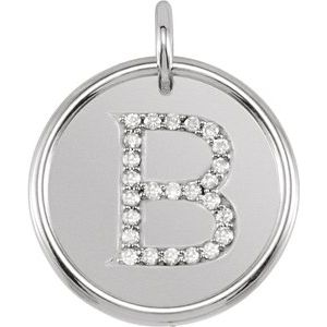 14K White 1/8 CTW Diamond Initial B Pendant - Siddiqui Jewelers