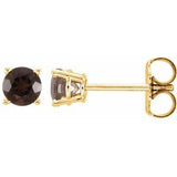 14K Yellow 4 mm Natural Smoky Quartz Stud Earrings Siddiqui Jewelers