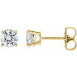 14K Yellow 5 mm Natural White Sapphire Stud Earrings Siddiqui Jewelers