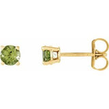 14K Yellow 4 mm Natural Peridot Stud Earrings Siddiqui Jewelers