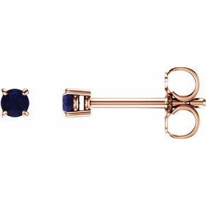 14K Rose 2.5 mm Lab-Grown Blue Sapphire Stud Earrings Siddiqui Jewelers