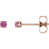 14K Rose 2.5 mm Natural Pink Sapphire Stud Earrings Siddiqui Jewelers