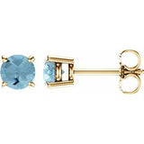 14K Yellow 5 mm Natural Aquamarine Earrings-Siddiqui Jewelers