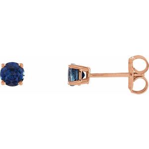 14K Rose 4 mm Lab-Grown Blue Sapphire Stud Earrings Siddiqui Jewelers