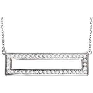 14K White 3/8 CTW Diamond Rectangle 16-18" Necklace - Siddiqui Jewelers