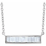 14K White 1/4 CTW Diamond Baguette Bar 16-18" Necklace - Siddiqui Jewelers