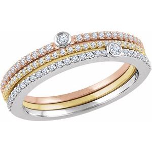14K White/Yellow/Rose 3/8 CTW Diamond Stackable Rings - Set of 3 - Siddiqui Jewelers