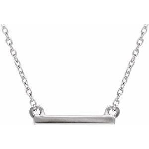 14K White 18x1.5 mm Petite Bar 16-18" Necklace - Siddiqui Jewelers