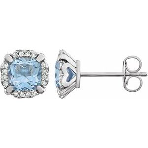 14K White Sky Blue Topaz & 1/10 CTW Diamond Earrings - Siddiqui Jewelers