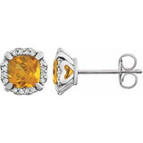14K White Citrine & 1/10 CTW Diamond Earrings - Siddiqui Jewelers