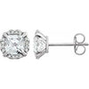 14K White Created White Sapphire & 1/10 CTW Diamond Earrings - Siddiqui Jewelers