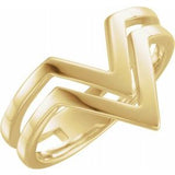 14K Yellow Double Row "V" Ring - Siddiqui Jewelers