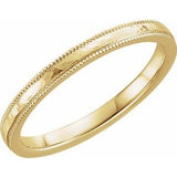 14K Yellow 2 mm Flat Band with Hammer Finish & Milgrain  Size 7 - Siddiqui Jewelers